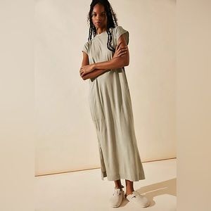 Free People Beach All Day Long Midi T-Shirt dress M /Olive
